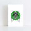 Original Illustration of a Cicada with Green Background No Frame