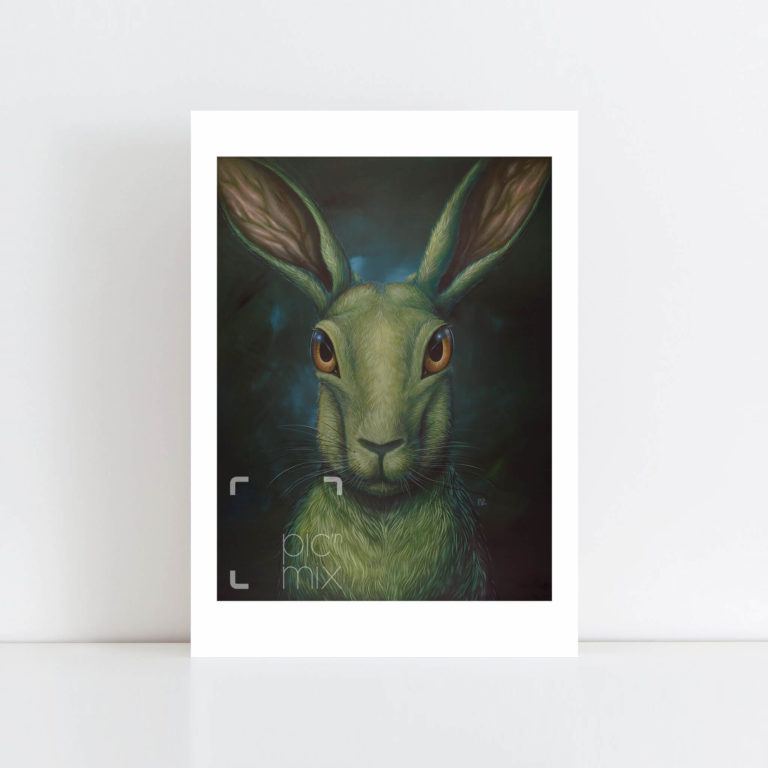 Print of Green Hare No Frame