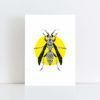 Original Illustration of a Wasp with a yellow background No Frame