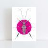 Original Illustration of a Weta with a pink background No Frame