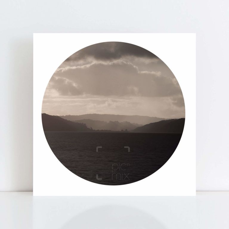 An Original Circle Photo Print of 'Whangaparoa Rain' No Frame
